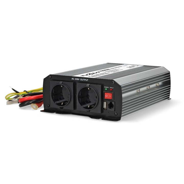Nedis Power Inverter Modified Sine Wave | Input voltage: 24 V DC | Device power output connection(s): Type F (CEE 7/3) / USB-A | 230 V AC 50 Hz | 1000 W | Peak power output: 2000 W | Screw Terminal | Silver in the group HOME, HOUSEHOLD & GARDEN / Electricity & Lighting / Voltage converters at TP E-commerce Nordic AB (C64455)