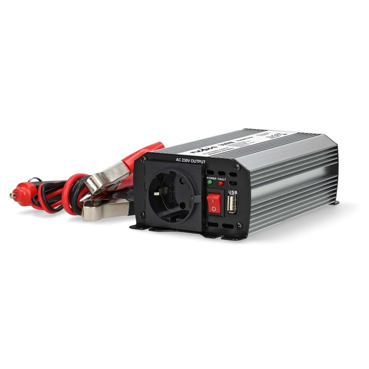 Nedis Power Inverter Modified Sine Wave | Input voltage: 12 V DC | Device power output connection(s): Type F (CEE 7/3) / USB-A | 230 V AC 50 Hz | 300 W | Peak power output: 600 W | Battery Clamps + Cigarette Lighter | Silver in the group HOME, HOUSEHOLD & GARDEN / Electricity & Lighting / Voltage converters at TP E-commerce Nordic AB (C64457)