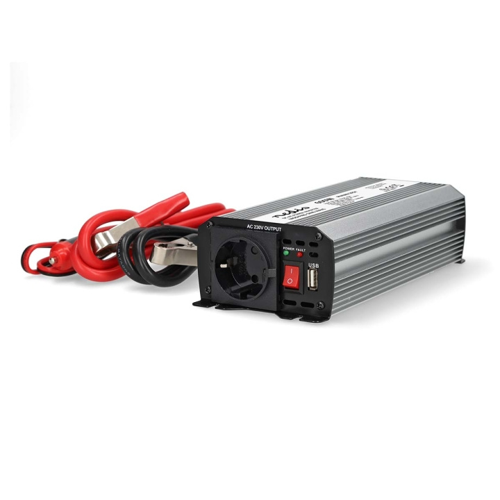 Nedis Power Inverter Modified Sine Wave | Input voltage: 12 V DC | Device power output connection(s): Type F (CEE 7/3) / USB-A | 230 V AC 50 Hz | 600 W | Peak power output: 1200 W | Battery Clamps + Cigarette Lighter | Silver in the group HOME, HOUSEHOLD & GARDEN / Electricity & Lighting / Voltage converters at TP E-commerce Nordic AB (C64458)