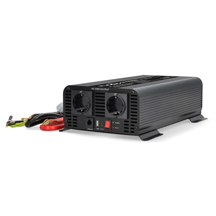 Nedis Power Inverter Pure Sine Wave | Input voltage: 12 V DC | Device power output connection(s): Type F (CEE 7/3) / USB-A / USB-C™ | 230 V AC 50 Hz | 1000 W | Peak power output: 2000 W | Screw Terminal | Pure Sine Wave | Fuse | Black in the group HOME, HOUSEHOLD & GARDEN / Electricity & Lighting / Voltage converters at TP E-commerce Nordic AB (C64459)