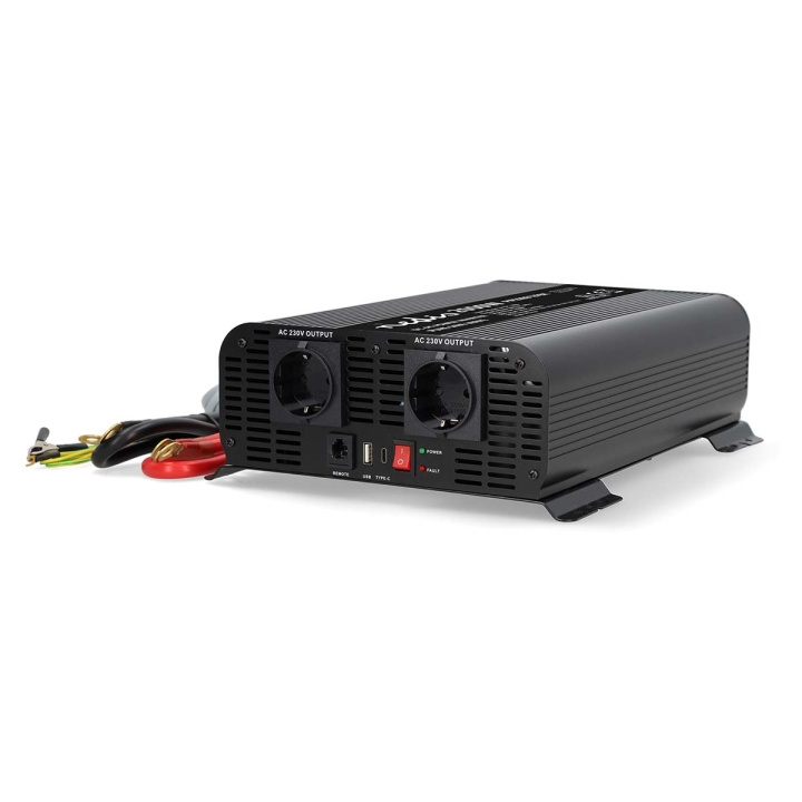 Nedis Power Inverter Pure Sine Wave | Input voltage: 12 V DC | Device power output connection(s): Type F (CEE 7/3) / USB-A / USB-C™ | 230 V AC 50 Hz | 2000 W | Peak power output: 4000 W | Screw Terminal | Pure Sine Wave | Fuse | Black in the group HOME, HOUSEHOLD & GARDEN / Electricity & Lighting / Voltage converters at TP E-commerce Nordic AB (C64461)