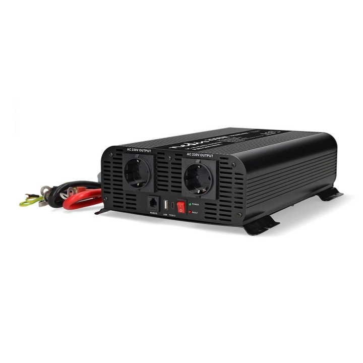 Nedis Power Inverter Pure Sine Wave | Input voltage: 24 V DC | Device power output connection(s): Type F (CEE 7/3) / USB-A / USB-C™ | 230 V AC 50 Hz | 2000 W | Peak power output: 4000 W | Screw Terminal | Pure Sine Wave | Fuse | Black in the group HOME, HOUSEHOLD & GARDEN / Electricity & Lighting / Voltage converters at TP E-commerce Nordic AB (C64462)
