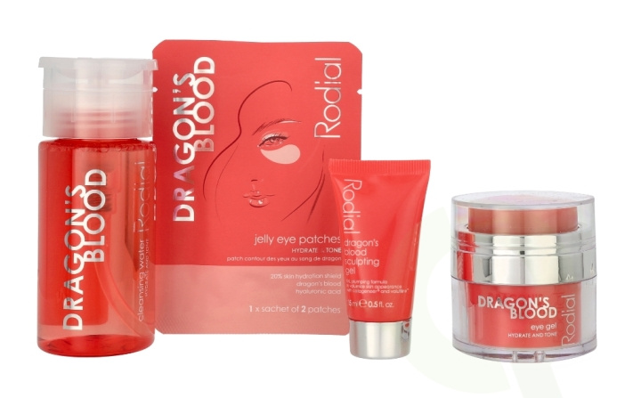 Rodial Dragon\'s Blood Little Luxuries Kit 133 ml Cleansing Water 100ml/Sculpting Gel 15ml/Eye Gel 15ml/Jelly Eye Mask 3gr in the group BEAUTY & HEALTH / Gift sets / Gift sets for her at TP E-commerce Nordic AB (C65542)