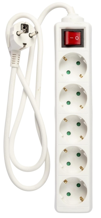 Nordic Quality Grenuttag 5-vägs med brytare och jord, 1m in the group HOME, HOUSEHOLD & GARDEN / Electricity & Lighting / Power strips at TP E-commerce Nordic AB (C65810)