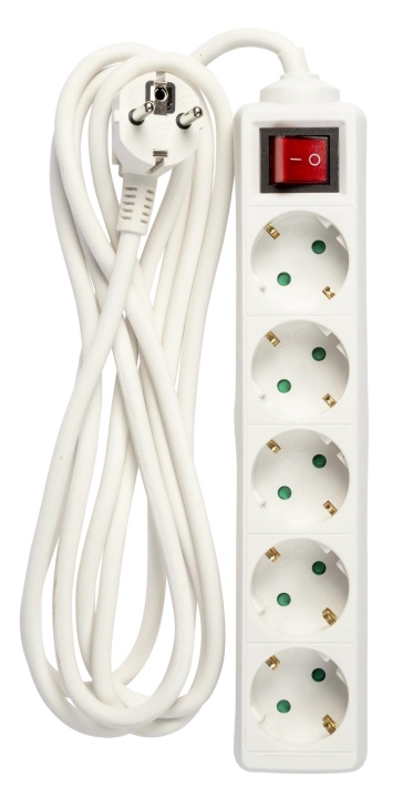 Nordic Quality Grenuttag 5-vägs med brytare och jord, 3m in the group HOME, HOUSEHOLD & GARDEN / Electricity & Lighting / Power strips at TP E-commerce Nordic AB (C65811)