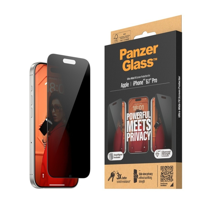 PanzerGlass Privacy Screen Protector Apple iPhone 15 Pro | Ultra-Wide Fit in the group SMARTPHONE & TABLETS / Phone cases / Apple / iPhone 15 at TP E-commerce Nordic AB (C65911)