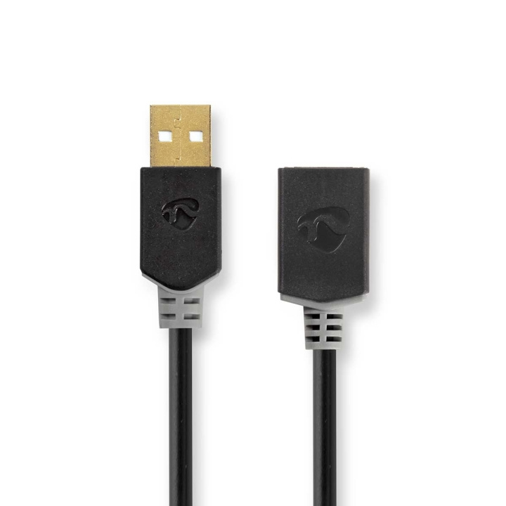 Nedis USB Cable | USB 2.0 | USB-A Male | USB-A Female | 480 Mbps | Gold Plated | 2.00 m | Round | PVC | Anthracite | Box in the group COMPUTERS & PERIPHERALS / Computer cables / USB / USB-A / Cables at TP E-commerce Nordic AB (C66058)