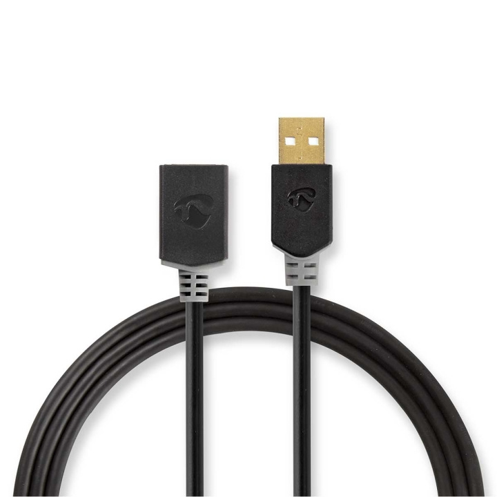 Nedis USB Cable | USB 2.0 | USB-A Male | USB-A Female | 480 Mbps | Gold Plated | 3.00 m | Round | PVC | Anthracite | Box in the group COMPUTERS & PERIPHERALS / Computer cables / USB / USB-A / Cables at TP E-commerce Nordic AB (C66059)