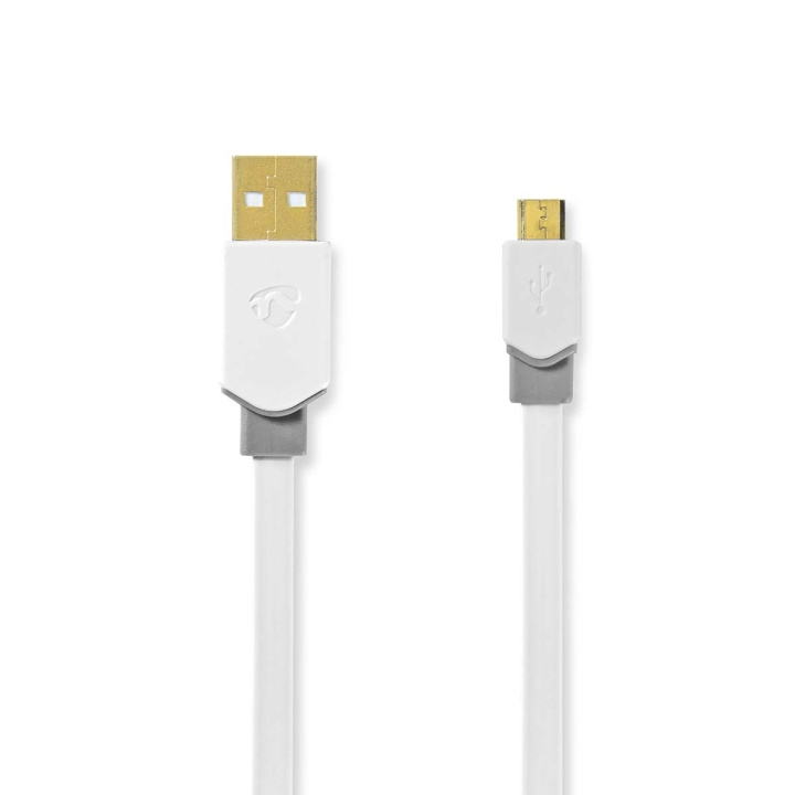 Nedis USB Cable | USB 2.0 | USB-A Male | USB Micro-B Male | 480 Mbps | Gold Plated | 1.00 m | Flat | PVC | White | Window Box in the group SMARTPHONE & TABLETS / Chargers & Cables / Cables / Cables microUSB at TP E-commerce Nordic AB (C66064)