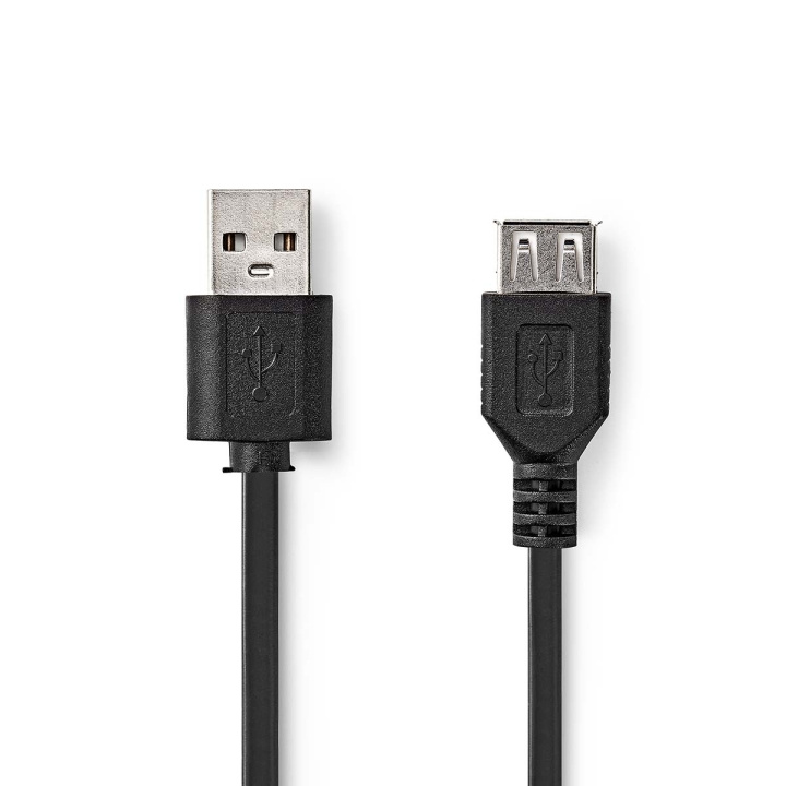 Nedis USB Cable | USB 2.0 | USB-A Male | USB-A Female | 480 Mbps | Nickel Plated | 0.20 m | Round | PVC | Black | Envelope in the group COMPUTERS & PERIPHERALS / Computer cables / USB / USB-A / Cables at TP E-commerce Nordic AB (C66150)