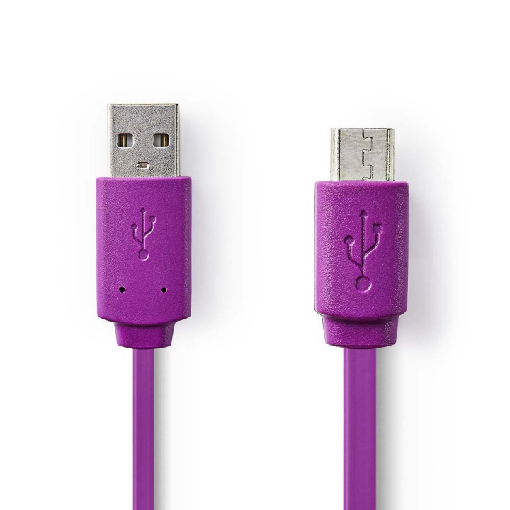 Nedis USB Cable | USB 2.0 | USB-A Male | USB Micro-B Male | 2.5 W | 480 Mbps | Nickel Plated | 1.00 m | Flat | PVC | Violet | Polybag in the group SMARTPHONE & TABLETS / Chargers & Cables / Cables / Cables microUSB at TP E-commerce Nordic AB (C66154)