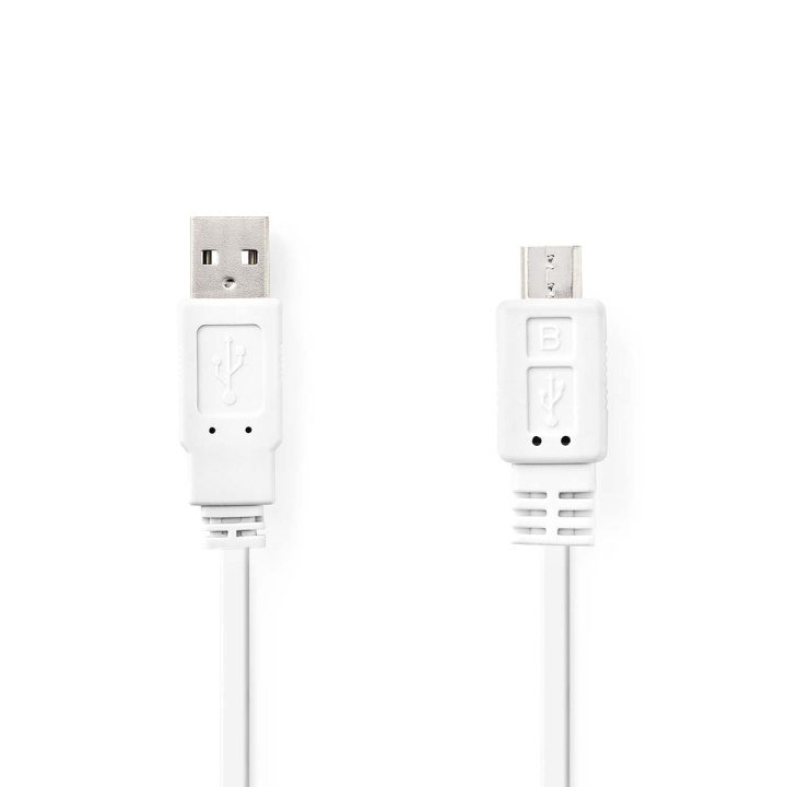 Nedis USB Cable | USB 2.0 | USB-A Male | USB Micro-B Male | 480 Mbps | Nickel Plated | 1.00 m | Flat | PVC | White | Envelope in the group SMARTPHONE & TABLETS / Chargers & Cables / Cables / Cables microUSB at TP E-commerce Nordic AB (C66155)