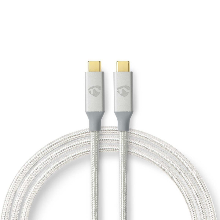 Nedis USB Cable | USB 3.2 Gen 2x2 | USB-C™ Male | USB-C™ Male | 100 W | 4K@60Hz | 20 Gbps | Gold Plated | 2.00 m | Round | Braided / Nylon | Silver | Cover Window Box in the group COMPUTERS & PERIPHERALS / Computer cables / USB / USB-C at TP E-commerce Nordic AB (C66175)