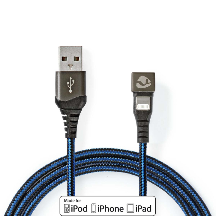 Nedis USB Cable | USB 2.0 | Apple Lightning 8-Pin | USB-A Male | 12 W | 480 Mbps | Nickel Plated | 2.00 m | Round | Braided / Nylon | Black / Blue | Cover Window Box in the group SMARTPHONE & TABLETS / Chargers & Cables / Cables / Cables Lightning at TP E-commerce Nordic AB (C66177)