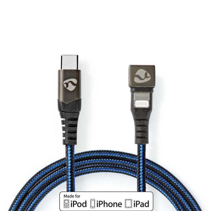 Nedis USB Cable | USB 2.0 | Apple Lightning 8-Pin | USB-C™ Male | 60 W | 480 Mbps | Nickel Plated | 1.00 m | Round | Braided / Nylon | Black / Blue | Cover Window Box in the group SMARTPHONE & TABLETS / Chargers & Cables / Cables / Cables Lightning at TP E-commerce Nordic AB (C66178)