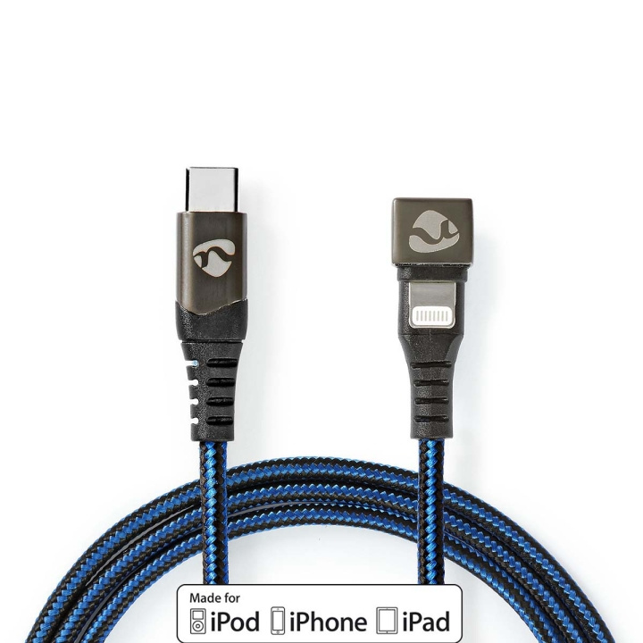 Nedis USB Cable | USB 2.0 | Apple Lightning 8-Pin | USB-C™ Male | 60 W | 480 Mbps | Nickel Plated | 2.00 m | Round | Braided / Nylon | Black / Blue | Cover Window Box in the group SMARTPHONE & TABLETS / Chargers & Cables / Cables / Cables Lightning at TP E-commerce Nordic AB (C66179)