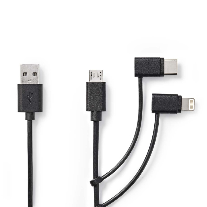 Nedis 3-in-1 Cable | USB 2.0 | USB-A Male | Apple Lightning 8-Pin / USB Micro-B Male / USB-C™ Male | 480 Mbps | 1.00 m | Nickel Plated | Round | PVC | Black | Label in the group COMPUTERS & PERIPHERALS / Computer cables / USB / USB-C at TP E-commerce Nordic AB (C66666)