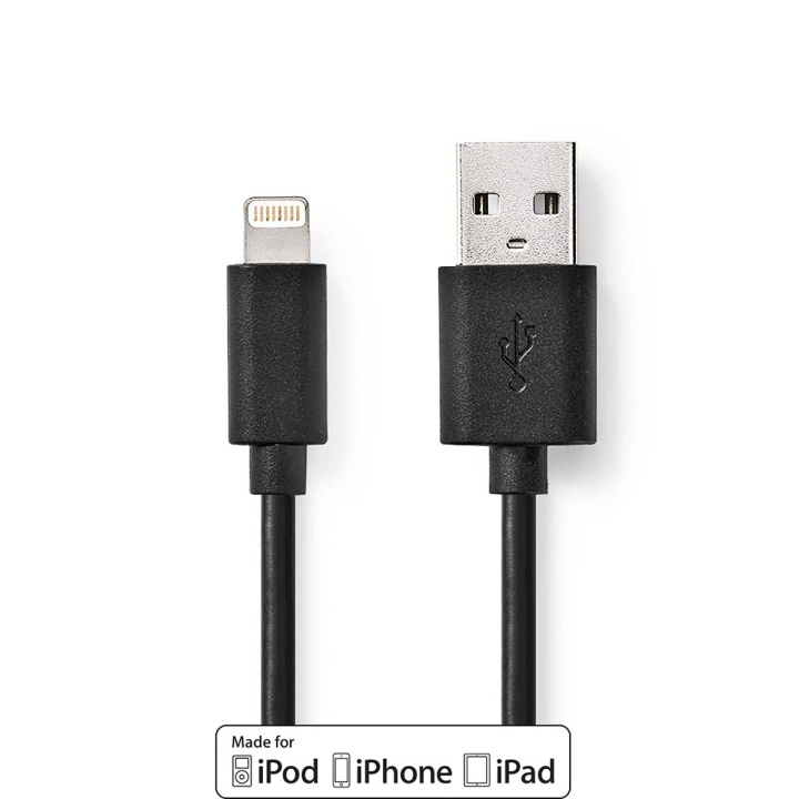 Nedis Lightning Cable | USB 2.0 | Apple Lightning 8-Pin | USB-A Male | 480 Mbps | Nickel Plated | 1.00 m | Round | PVC | Black | Label in the group SMARTPHONE & TABLETS / Chargers & Cables / Cables / Cables Lightning at TP E-commerce Nordic AB (C66715)