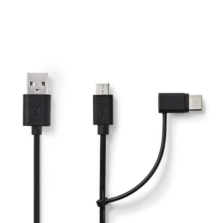 Nedis 2-in-1 Cable | USB 2.0 | USB-A Male | USB Micro-B Male / USB-C™ Male | 480 Mbps | 1.00 m | Nickel Plated | Round | PVC | Black | Label in the group COMPUTERS & PERIPHERALS / Computer cables / USB / Micro-USB / Cables at TP E-commerce Nordic AB (C66716)