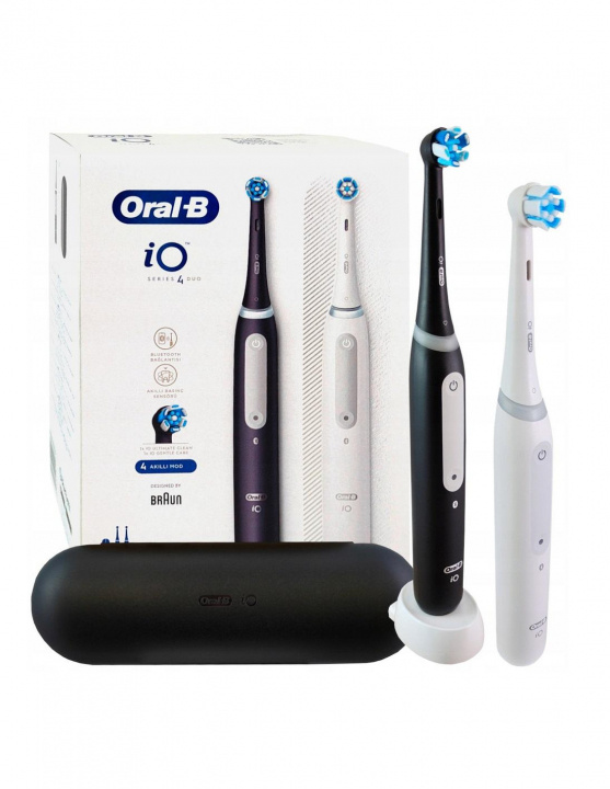 Oral B magnettandborste iO Series 4 Duo 2 st. matt svart/semivit in the group BEAUTY & HEALTH / Oral care / Electric toothbrushes at TP E-commerce Nordic AB (C66951)