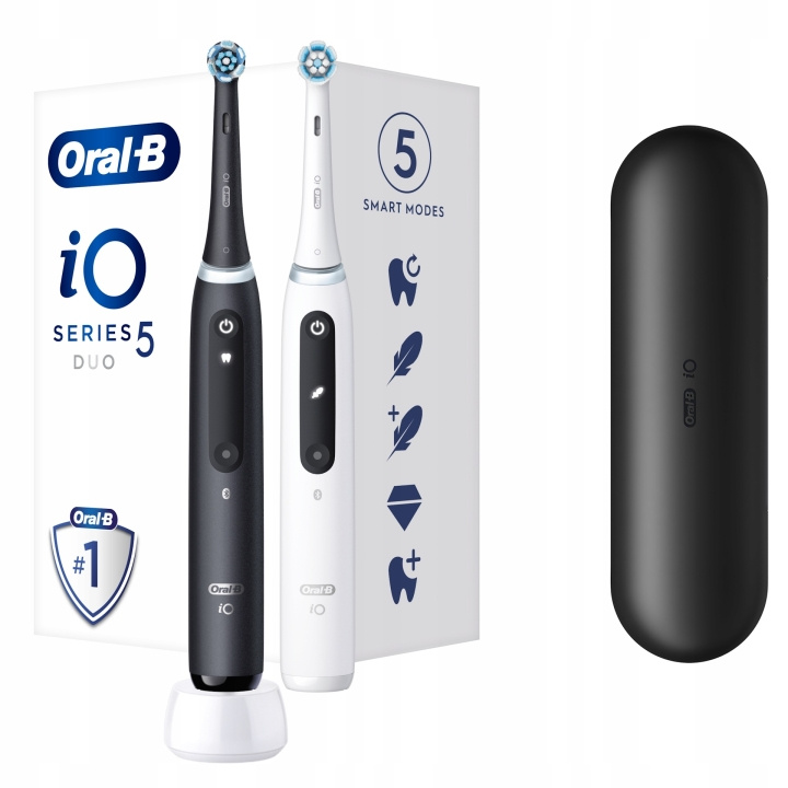 Oral B iO Series 5 Duo Pack Black+White elektrisk tandborste in the group BEAUTY & HEALTH / Oral care / Electric toothbrushes at TP E-commerce Nordic AB (C66952)