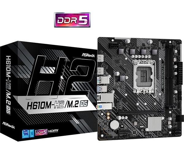 ASRock H610M-H2/M.2 D5 1700 mATX DDR5 in the group COMPUTERS & PERIPHERALS / Computer components / Motherboard at TP E-commerce Nordic AB (C67009)