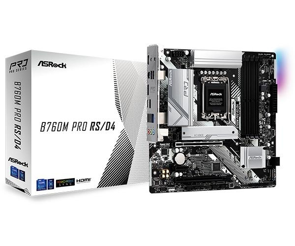 ASRock B760 PRO RS, DDR4 LGA1700 mATX in the group COMPUTERS & PERIPHERALS / Computer components / Motherboard at TP E-commerce Nordic AB (C67023)