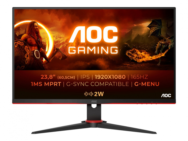 AOC Gaming 24G2SPU/BK 23,8 1920 x 1080 (Full HD) VGA (HD-15) HDMI DisplayPort 165Hz Pivot-skärm in the group COMPUTERS & PERIPHERALS / Computer monitor / Computer monitors at TP E-commerce Nordic AB (C67077)