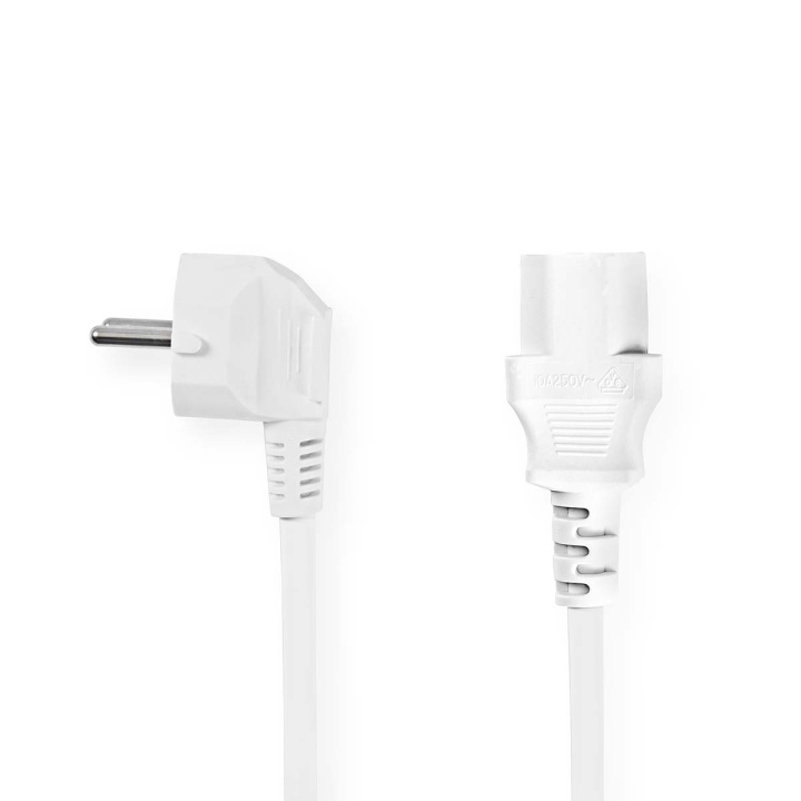 Nedis Power Cable | Plug with earth contact male | IEC-320-C13 | Angled | Straight | Nickel Plated | 2.00 m | Round | PVC | White | Label in the group COMPUTERS & PERIPHERALS / Computer cables / Device kable at TP E-commerce Nordic AB (C67524)