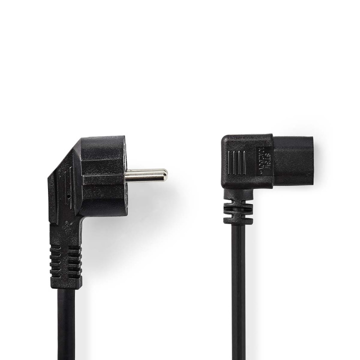 Nedis Power Cable | Plug with earth contact male | IEC-320-C13 | Angled | Angled | Nickel Plated | 2.00 m | Round | PVC | Black | Label in the group COMPUTERS & PERIPHERALS / Computer cables / Internal / Power cables & Adapters at TP E-commerce Nordic AB (C67529)