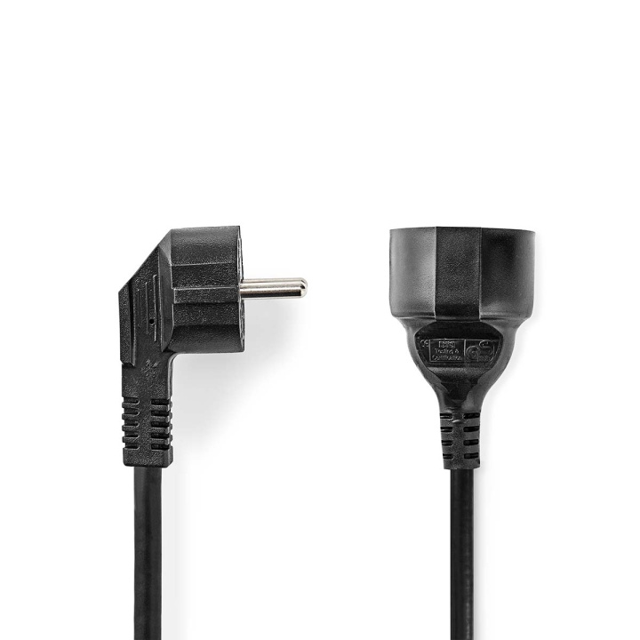 Nedis Power Cable | Plug with earth contact male | Plug with earth contact female | Angled | Straight | Nickel Plated | 5.00 m | Round | PVC | Black | Label in the group HOME, HOUSEHOLD & GARDEN / Electricity & Lighting / Extension cables at TP E-commerce Nordic AB (C67541)