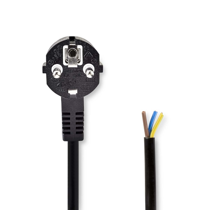 Nedis Power Cable | Plug with earth contact male | Open | Angled | Straight | Nickel Plated | 3.00 m | Round | PVC | Black | Label in the group COMPUTERS & PERIPHERALS / Computer cables / Device kable at TP E-commerce Nordic AB (C67544)