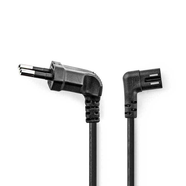 Nedis Power Cable | Euro Male | IEC-320-C7 | Angled | Angled Left | Nickel Plated | 2.00 m | Flat | PVC | Black | Label in the group COMPUTERS & PERIPHERALS / Computer cables / Device kable at TP E-commerce Nordic AB (C67551)