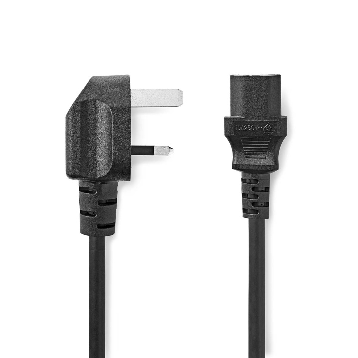 Nedis Power Cable | UK Male | IEC-320-C13 | Angled | Straight | Nickel Plated | 2.00 m | Round | PVC | Black | Label in the group COMPUTERS & PERIPHERALS / Computer cables / Device kable at TP E-commerce Nordic AB (C67557)