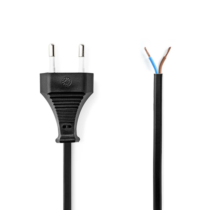 Nedis Power Cable | Euro Male | Open | Straight | Straight | Nickel Plated | 3.00 m | Flat | PVC | Black | Label in the group COMPUTERS & PERIPHERALS / Computer cables / Device kable at TP E-commerce Nordic AB (C67561)