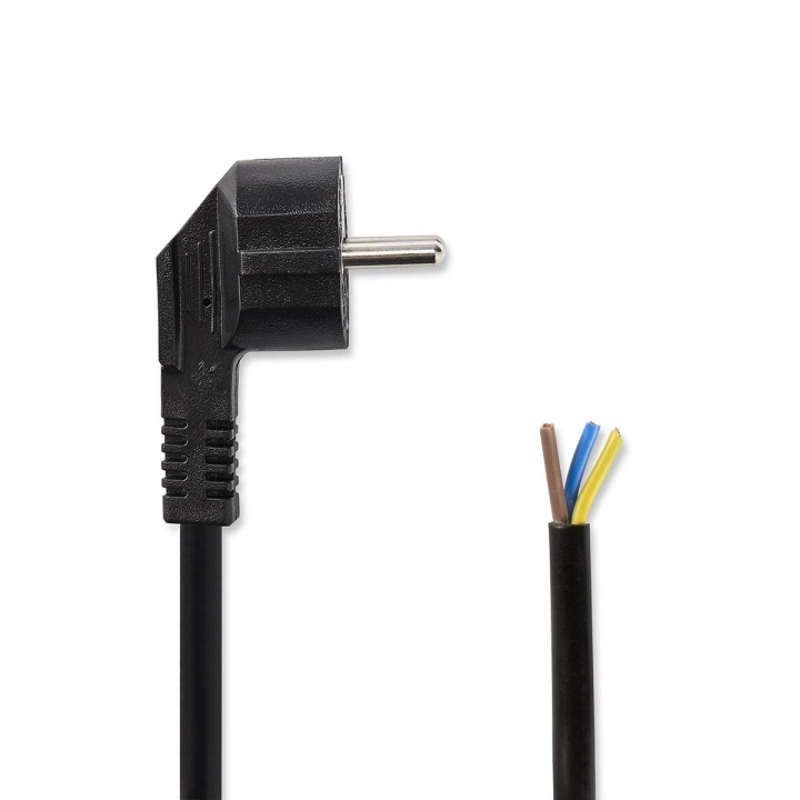 Nedis Power Cable | Plug with earth contact male | Open | Angled | Straight | Nickel Plated | 1.80 m | Round | Neoprene | Black | Label in the group COMPUTERS & PERIPHERALS / Computer cables / Device kable at TP E-commerce Nordic AB (C67562)