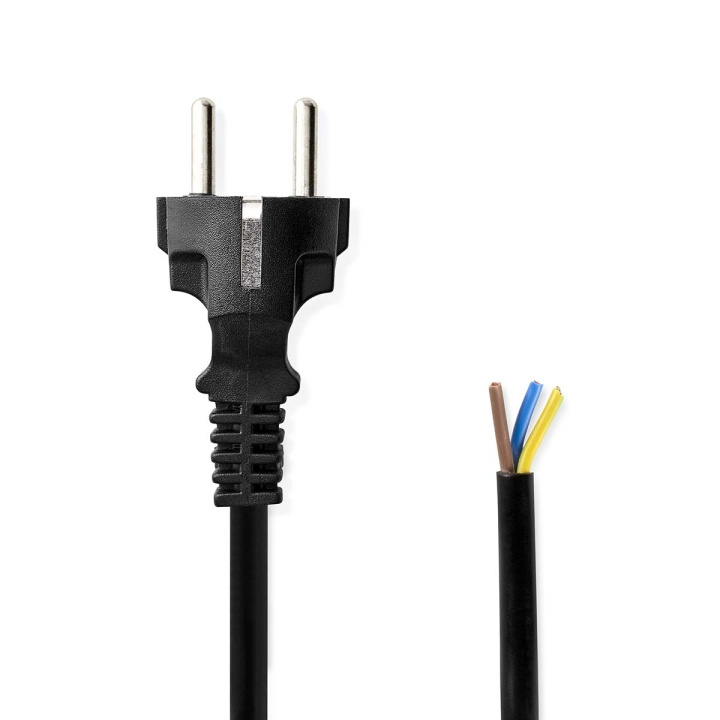 Nedis Power Cable | Plug with earth contact male | Open | Straight | Straight | Nickel Plated | 3.00 m | Round | PVC | Black | Label in the group COMPUTERS & PERIPHERALS / Computer cables / Device kable at TP E-commerce Nordic AB (C67563)