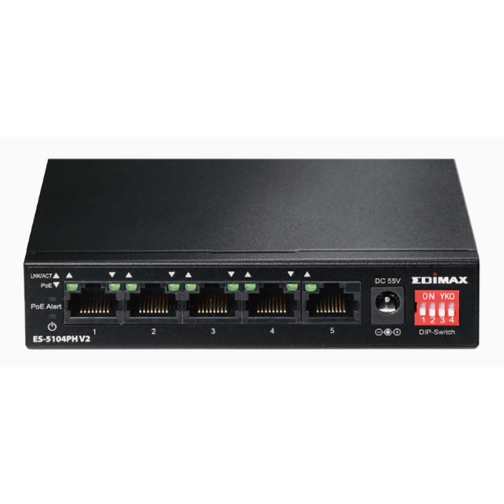 Edimax Long Range 5-Port Fast Ethernet Switch with 4 PoE+ Ports & DIP Switch in the group COMPUTERS & PERIPHERALS / Network / Switches / 10/100/1000Mbps at TP E-commerce Nordic AB (C67581)