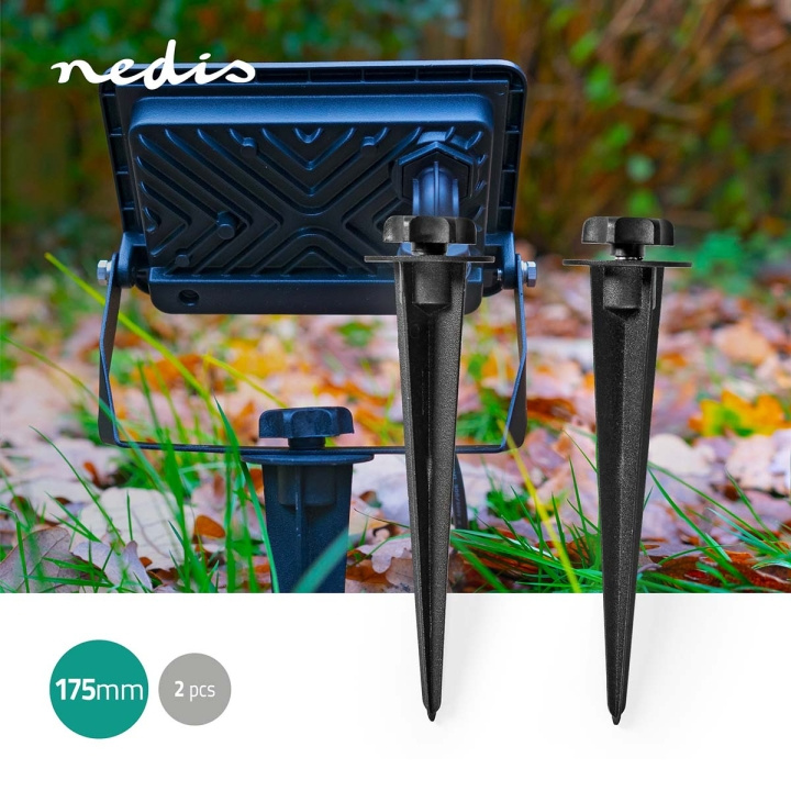 Nedis Ground Spike | 2 pcs | Aluminium | Black in the group HOME, HOUSEHOLD & GARDEN / Electricity & Lighting / Outdoor lighting / Garden lighting at TP E-commerce Nordic AB (C67592)