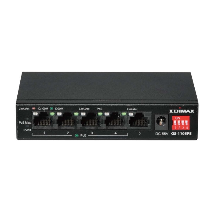 Edimax Long Range 5-Port Gigabit PoE+ Switch with 4 PoE+ Ports and DIP Switch in the group COMPUTERS & PERIPHERALS / Network / Switches / 10/100/1000Mbps at TP E-commerce Nordic AB (C67657)