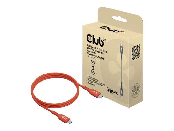 Club 3D USB 2.0 USB Type-C-kabel 1m Röd in the group COMPUTERS & PERIPHERALS / Computer cables / USB / USB-C at TP E-commerce Nordic AB (C67850)