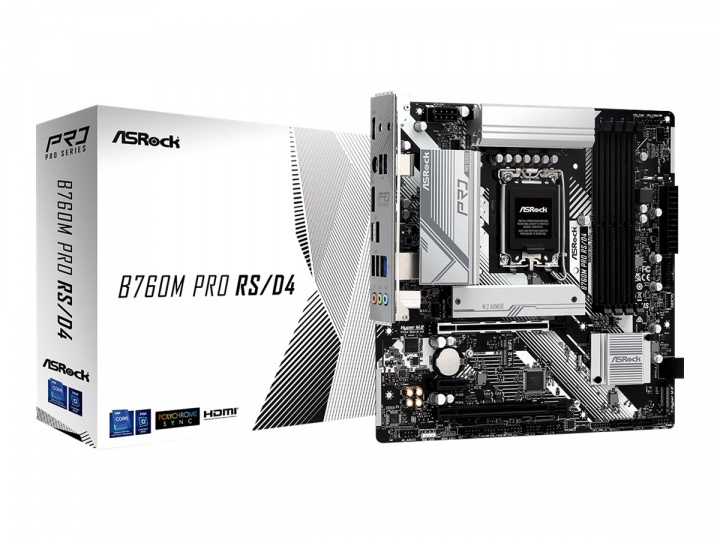 ASRock B760M PRO RS/D4 Micro-ATX LGA1700 Intel B760 in the group COMPUTERS & PERIPHERALS / Computer components / Motherboard at TP E-commerce Nordic AB (C67851)