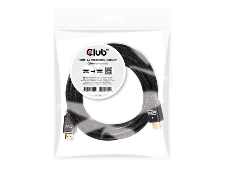 Club 3D HDMI 2.0 RedMere 4K60Hz UHD 15m in the group HOME ELECTRONICS / Cables & Adapters / HDMI / Cables at TP E-commerce Nordic AB (C67885)