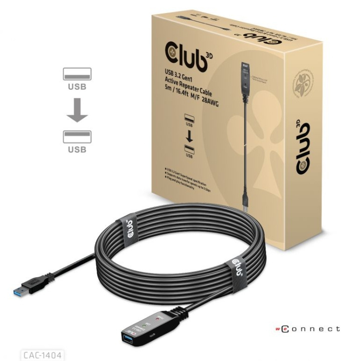 Club 3D USB 3.2 Gen1 Active Repeater Cable 5m M/F 28AWG in the group HOME, HOUSEHOLD & GARDEN / Electricity & Lighting / Extension cables at TP E-commerce Nordic AB (C67905)