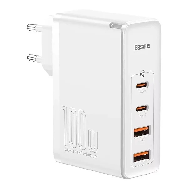 Baseus GaN2 Pro- Fast Charger 2xUSB + 2xUSB-C 100W (White) in the group SMARTPHONE & TABLETS / Chargers & Cables / Wall charger / Wall charger USB-C at TP E-commerce Nordic AB (C67910)