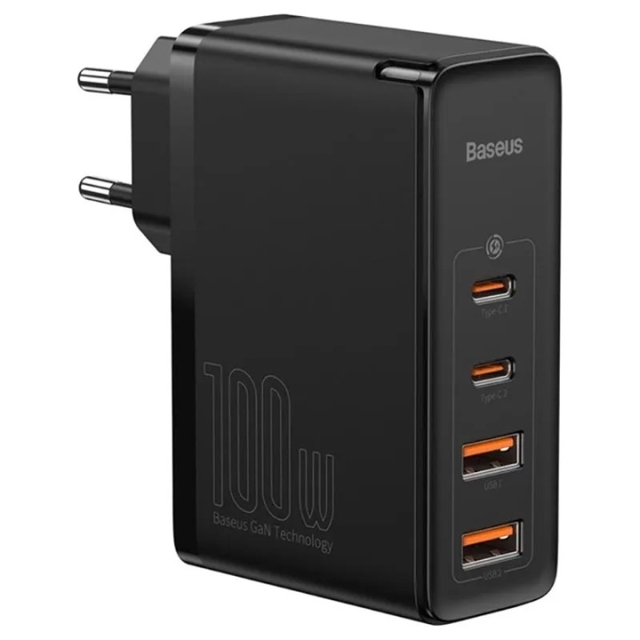 Baseus GaN2 Pro- Fast Charger 2xUSB + 2xUSB-C 100W (black) in the group SMARTPHONE & TABLETS / Chargers & Cables / Wall charger / Wall charger USB-C at TP E-commerce Nordic AB (C67970)