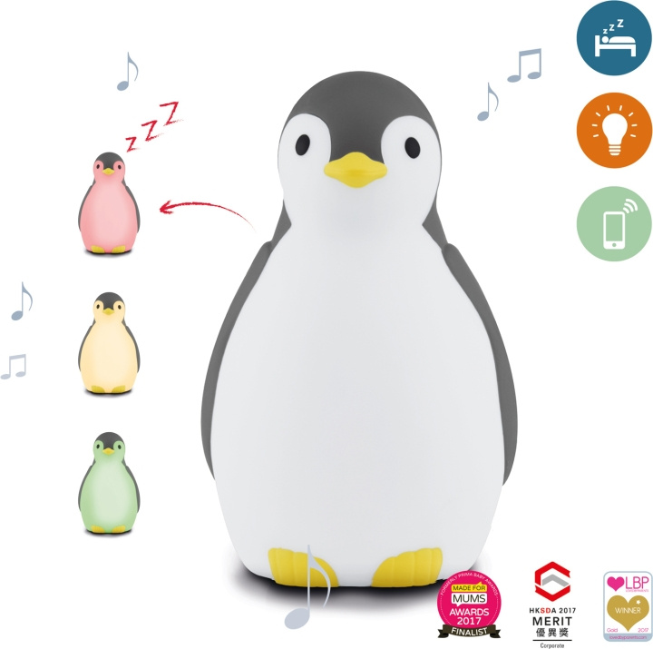Zazu Pam sleep rhythm music night light, penguin, grey in the group TOYS, KIDS & BABY PRODUCTS / Children\'s room / Baby lamps / Nightlights at TP E-commerce Nordic AB (C68003)