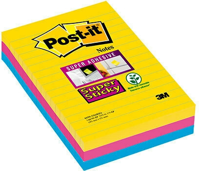 3M Post-it Super Sticky message sticker, lined, 101 x 152mm. 3pcs in the group HOME, HOUSEHOLD & GARDEN / Office material / Paper & Pads at TP E-commerce Nordic AB (C68148)