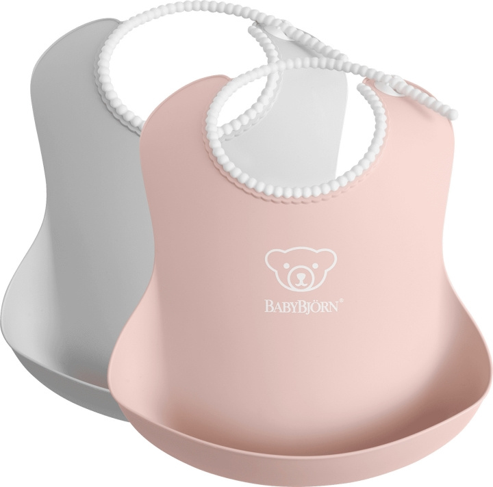 BabyBjörn Baby Bib, 2 pieces, Grey / Powder Pink in the group TOYS, KIDS & BABY PRODUCTS / Eat & Drink / Bibs at TP E-commerce Nordic AB (C68486)