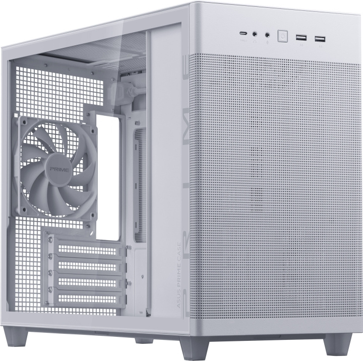 ASUS Prime AP201 TG Micro-ATX case with window, white in the group COMPUTERS & PERIPHERALS / Computer components / Chassis at TP E-commerce Nordic AB (C68608)